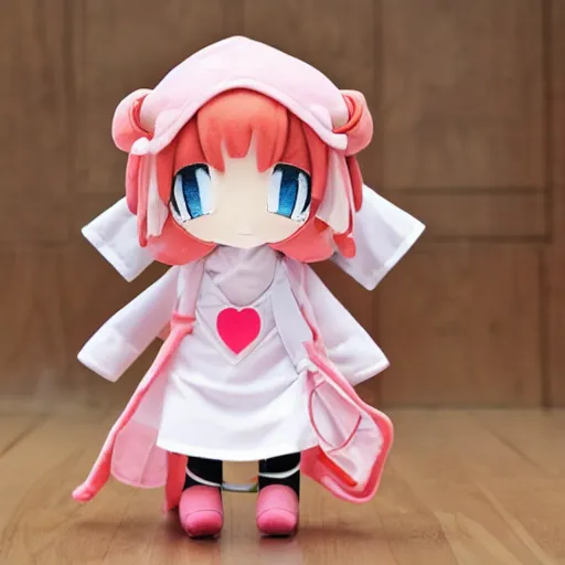 Prompt: cute fumo plush of a girl in a nurse costume, pink and orange, anime girl