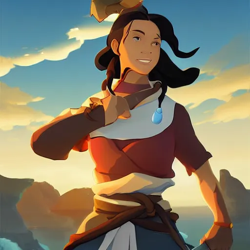 Prompt: painting korra treasure on sea of thieves legend of korra game avatar hero smooth face median photoshop filter cutout vector, behance hd by jesper ejsing, by rhads, makoto shinkai and lois van baarle, ilya kuvshinov, rossdraws global illumination