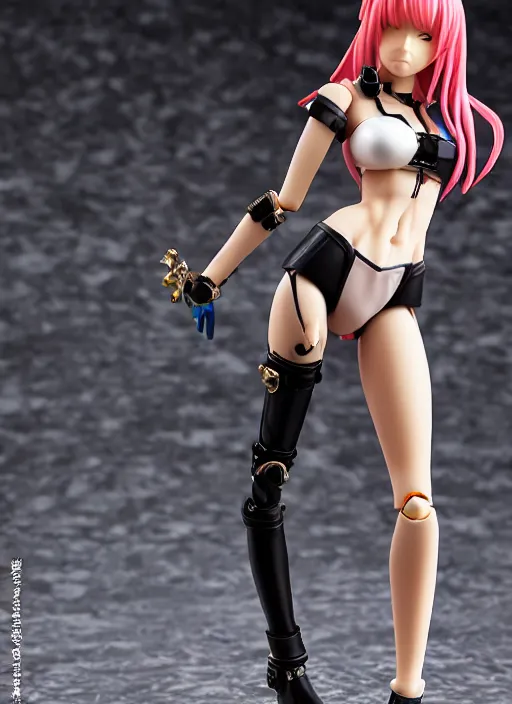 Image similar to Girl in cyberpunk style, portrait of the action figure of a girl, with bare legs，in the style of Kotobukiya ，anime figure