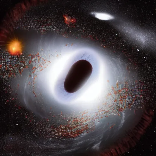 Image similar to movie still of a black hole destroying city 4 k