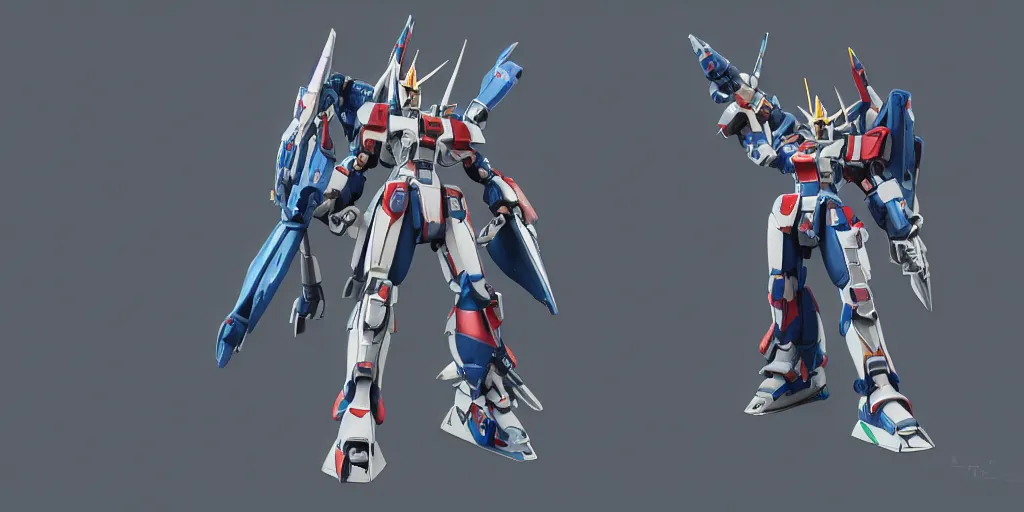 Image similar to isometric 3 d octane render of female gundams