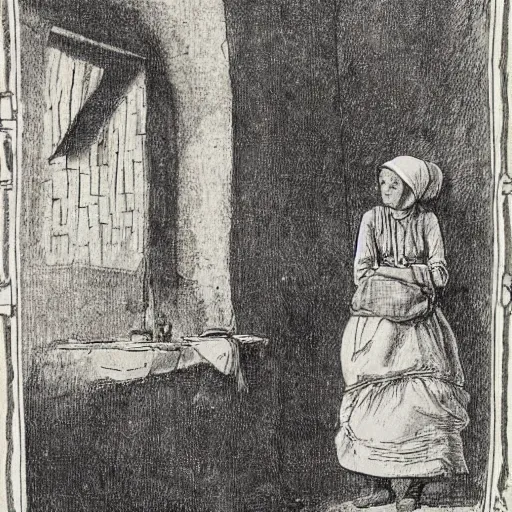 Image similar to an illustration of a young peasant woman by lisbeth zwerger