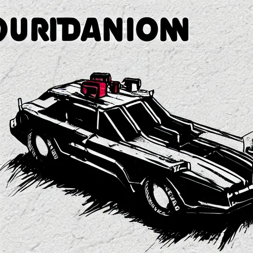 Image similar to darkest dungeon art style retrofuturism car concept