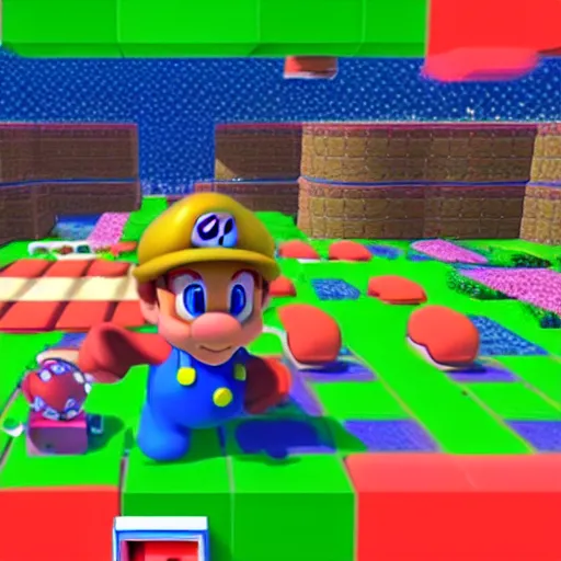 Image similar to first - person gopro footage of toad running through a real world version of a level in super mario bros 2