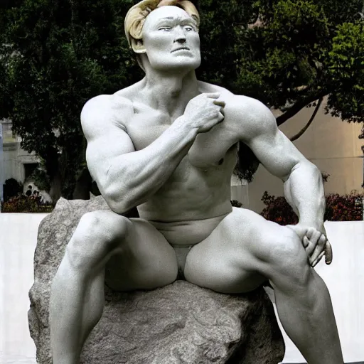 Image similar to conan o'brien, by auguste rodin, marble