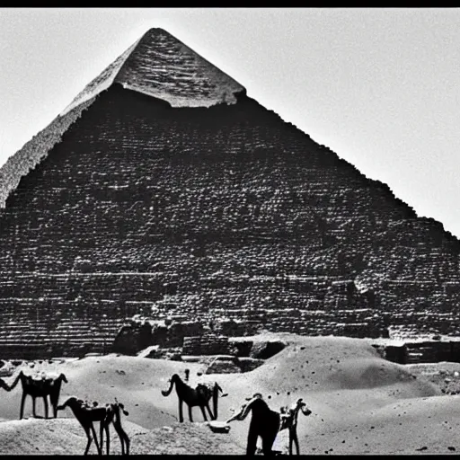 Image similar to pyramids of giza in egypt, by tarsila do amaral, award winning, cinematic