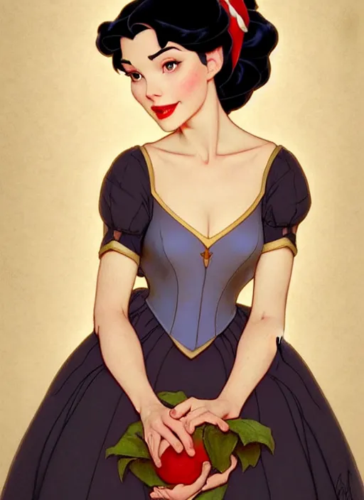 Image similar to portrait of disney snow white in a dress, intricate, elegant, highly detailed, my rendition, digital painting, loose pencil sketch, sketchy, artstation, concept art, smooth, sharp focus, illustration, art by artgerm and greg rutkowski and alphonse mucha and uang guangjian and gil elvgren and sachin teng, symmetry!!