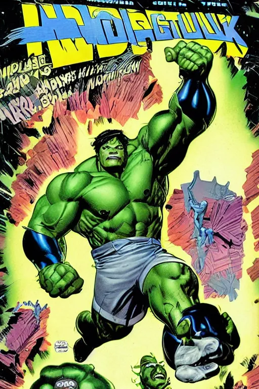 Image similar to incredible hulk comic book front cover,