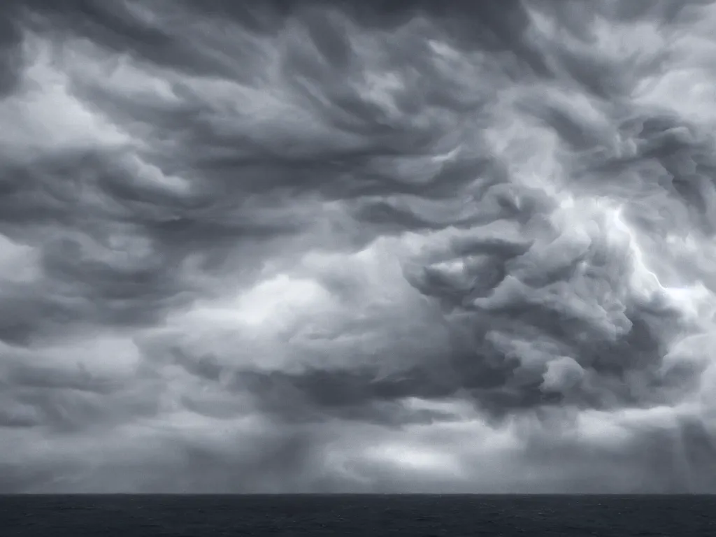 Image similar to detailed sea, layers, very detailed dark super storm, hyper realistic cloud vortex, impressive, very atmospheric, smoke boiling, cinematic, deep, very high complexity, stunning, masterpiece, weather photography, very detailed. 4 k