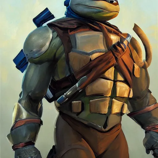 Image similar to greg manchess portrait painting of armored teenage mutant ninja turtles as overwatch character, medium shot, asymmetrical, profile picture, organic painting, sunny day, matte painting, bold shapes, hard edges, street art, trending on artstation, by huang guangjian and gil elvgren and sachin teng