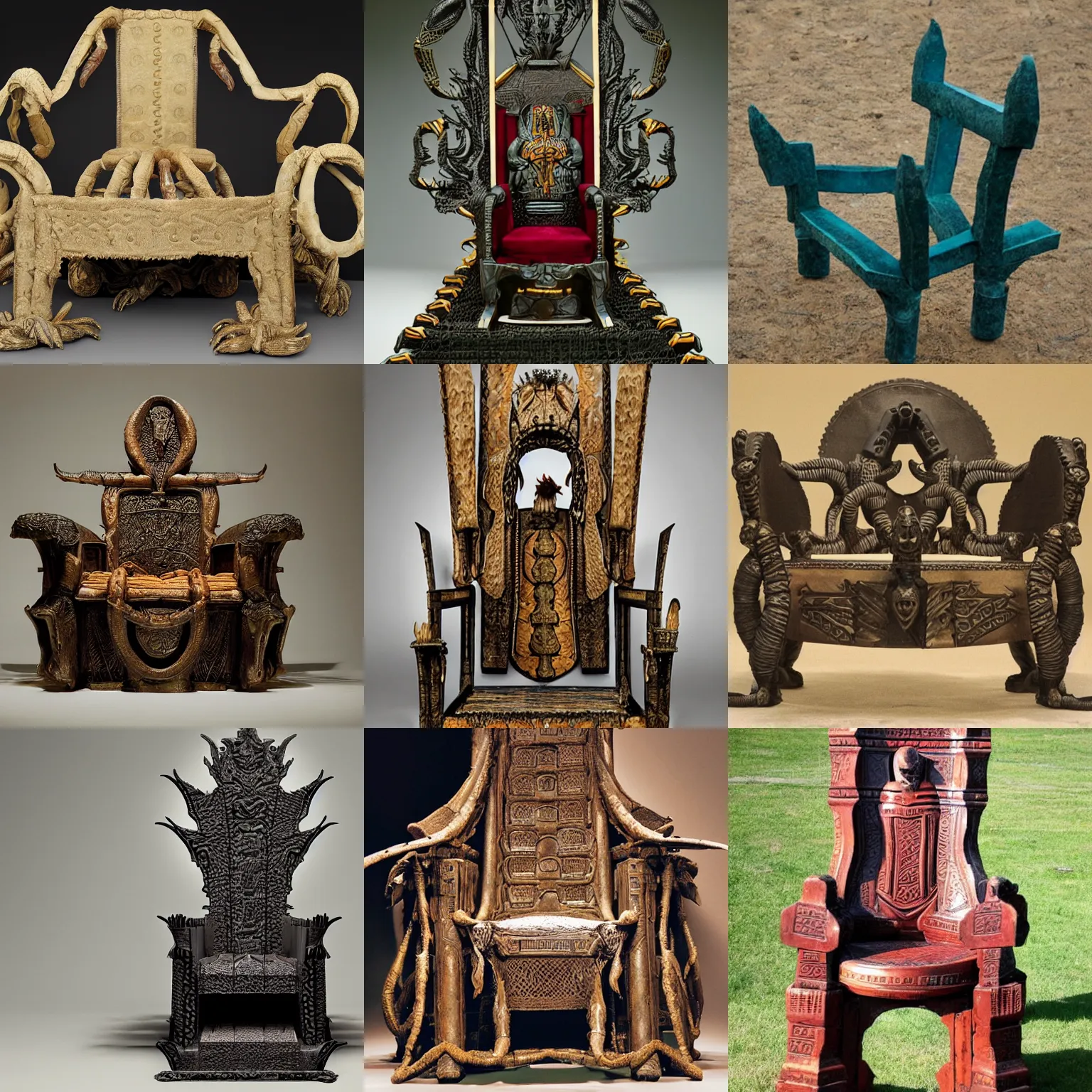 Prompt: a throne in the shape of a scorpion