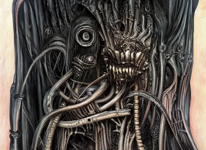 Image similar to necronom vi painting by h. r. giger