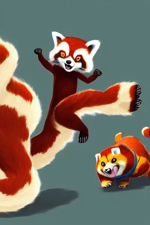 Image similar to red panda playing xbox one, animation pixar style, by pendleton ward, magali villeneuve, artgerm, rob rey and kentaro miura style, golden ratio, trending on art station