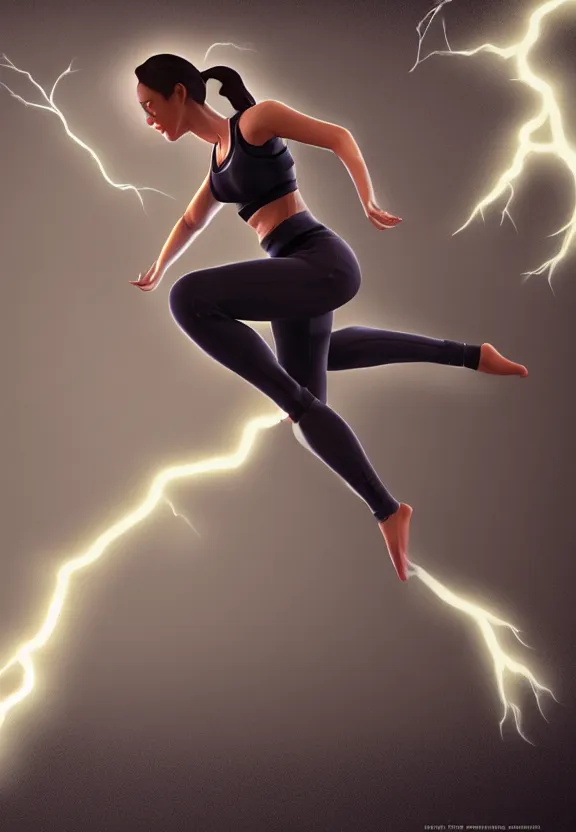 Prompt: female wearing yoga pants, volumetric lightning, highly detailed, concept art, by jin kim center of