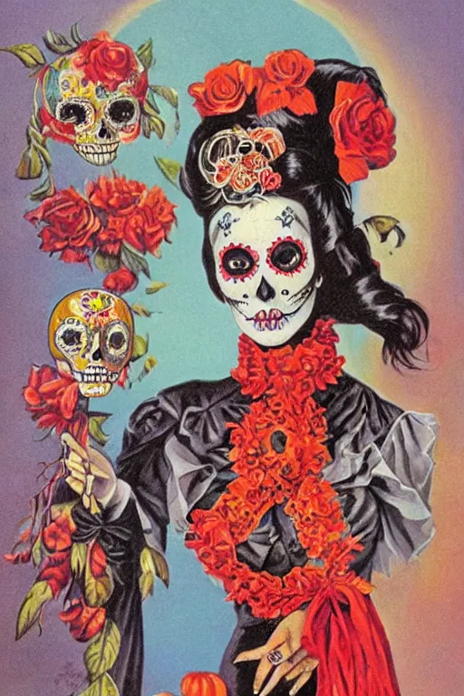 Image similar to Illustration of a day of the dead girl, art by john philip falter