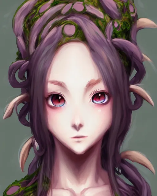 Image similar to character concept art of an anime dryad | | cute - fine - face, pretty face, realistic shaded perfect face, fine details by hyeyoung kim, trending on artstation