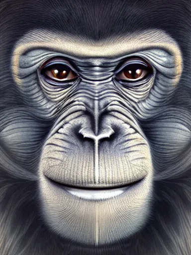 Image similar to monkey, digital painting, brush, highly detailed