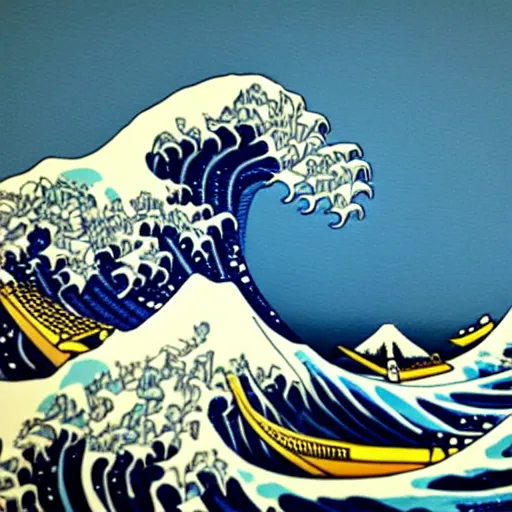 Image similar to the great wave painting made out of ramen