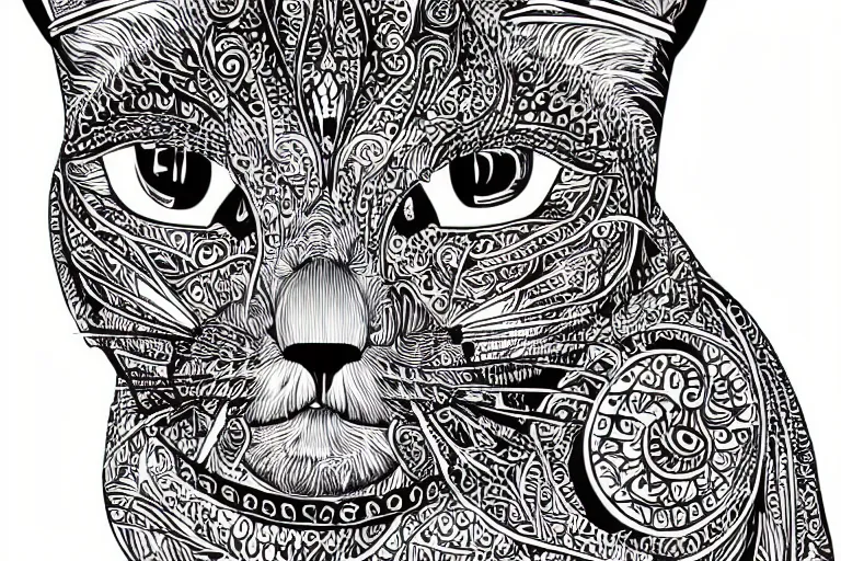 Image similar to a vector illustration of a cat goddess, highly detailed, elegant, intricate