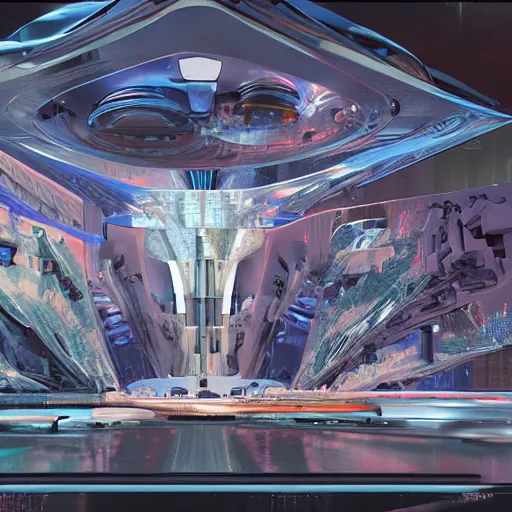 Image similar to sci-fi motherboard structure on the coronation of napoleon painting and digital billboard in the middle, unreal engine 5, keyshot, octane, artstation trending, ultra high detail, ultra realistic, cinematic, 8k, 16k, in style of zaha hadid, in style of nanospace Michael Menzelincev, in style of Lee SOUDER, colors in style of the Blade Runner 2049, in plastic, dark, tilt shift,