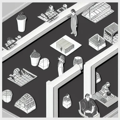 Image similar to cannabis coffee and cake cafe isometric axonometric fun 3 d cartoon, beautiful composition structure by anni albers and felice casorati