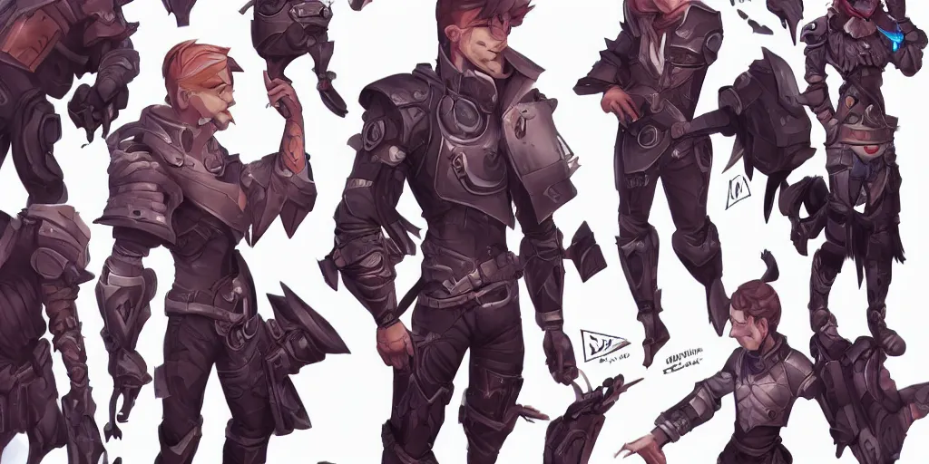 Prompt: concept art of single boy, game characters full body designs, hearthstone, unique heads, casual cyberpunk streetwear, by marc brunet and artgerm, color comics style, clean line