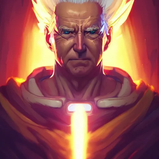 Image similar to biden super saiyan, cinematic lighting, highly detailed, concept art, art by wlop and artgerm and greg rutkowski, masterpiece, trending on artstation, 8 k