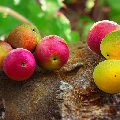 Prompt: A new, never before seen fruit, nature photograph, nature lighting, realistic, close up, 8k ultra high detail.