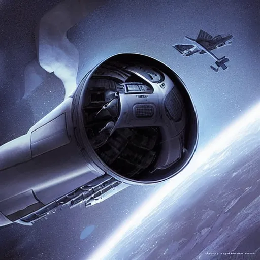 Image similar to “detailed product photo depicting a spaceship that looks like a Dyson vacuum warping into the atmosphere. Seen through the clouds. Art by Mark Maggiori and Greg rutkowski”