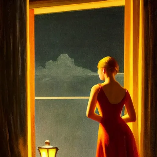 Woman Looking Outside the Window by Edward Hopper · Creative Fabrica