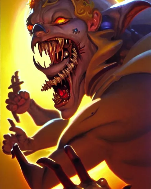 Image similar to junkrat from overwatch, fantasy art, sci - fi art, radiant light, caustics, by boris vallejo