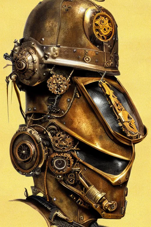 Image similar to steampunk helmet fantasy art mask robot ninja stylized digital illustration sharp focus, elegant intricate digital painting artstation concept art global illumination ray tracing advanced technology chaykin howard and campionpascale and cooke darwyn and davis jack