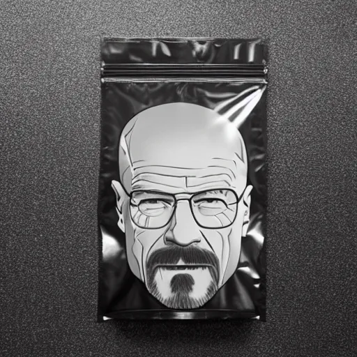 Prompt: walter white vacuum sealed in plastic