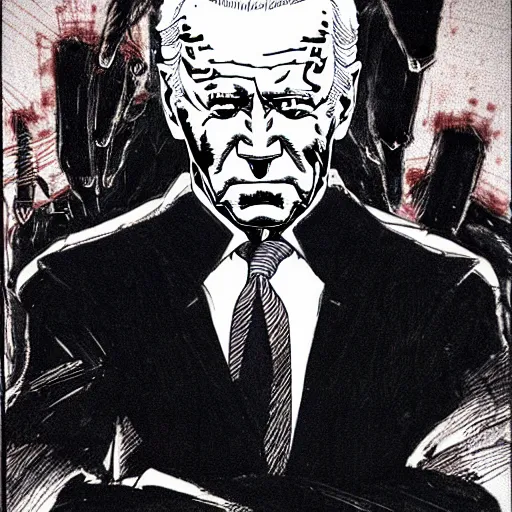 Image similar to Joe Biden looking sinister, by Tsutomu Nihei, highly detailed