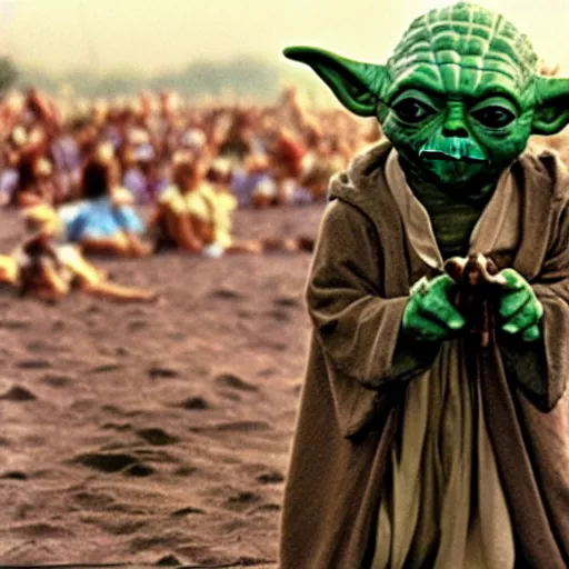 Image similar to yoda performing at woodstock