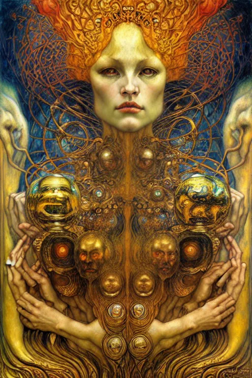 Image similar to Divine Chaos Engine by Karol Bak, Jean Delville, William Blake, Gustav Klimt, and Vincent Van Gogh, symbolist, visionary