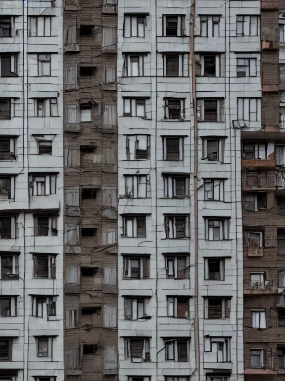 Prompt: Photo of Soviet apartment building