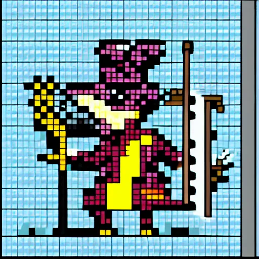 Prompt: pixel art sprite of a mage rat
