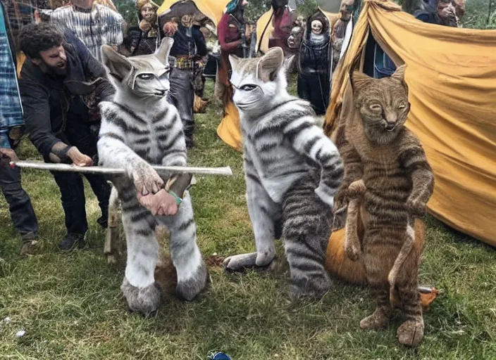 Prompt: A direct demonstration of how spontaneously petting a Khajiit caravanner right between the ears can lead to receiving an expression of bemusement.