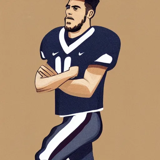 Image similar to portrait of a football player looking slightly Annoyed, illustration
