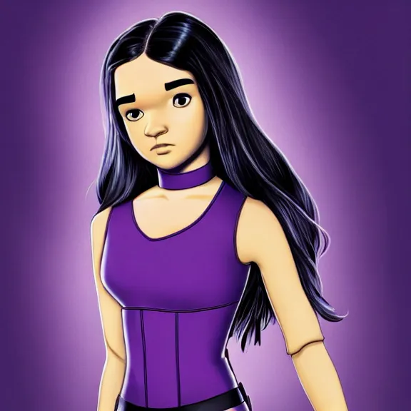 Prompt: Hailee Steinfeld as Kate Bishop as a Muppet in New York City, Marvel, Hawkeye, blush, symmetrical face, intricate, face, blue iris eyes, black hair, slim face, young adult, elegant, light purple mist, cityscape, highly detailed, dramatic lighting, sharp focus, trending on artstation, artstationHD, artstationHQ, unreal engine, 4k, 8k