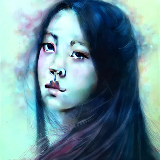 Image similar to jisoo of blackpink, hyperrealistic portrait, fractals, by karol bak and agnes cecile, fantasy art, photo realistic, dynamic lighting, artstation, poster, volumetric lighting, very detailed face, 8 k, award winning