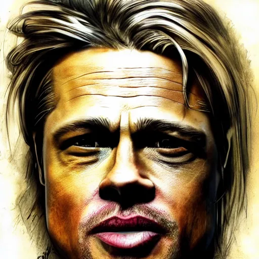 Prompt: brad pitt as zombie eating brain, 8 k, trending on artstation