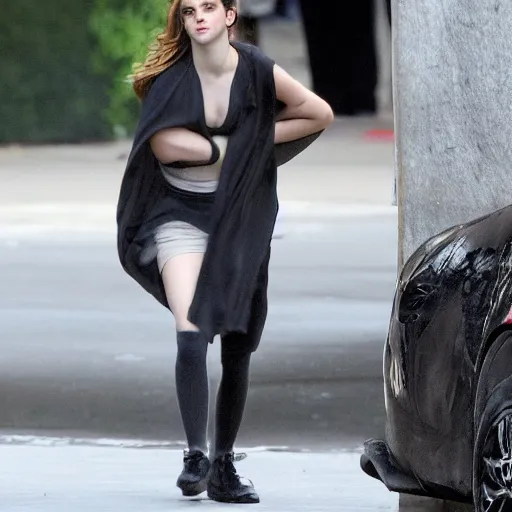 Prompt: Emma Watson hiding underneath an invisibility cloak