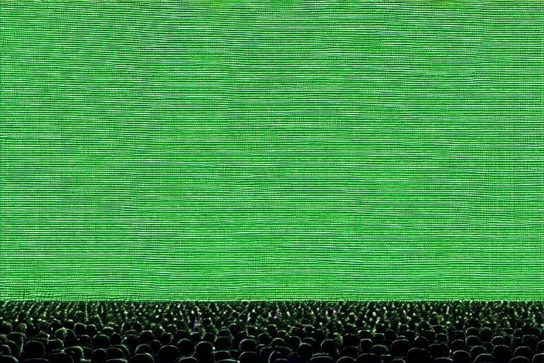 Prompt: an ultra realistic cinematic landscape of a serene vast landscape, green matrix code, detailed, deep focus, movie still, dramatic lighting, ray tracing, by werner herzog and ryoji ikeda