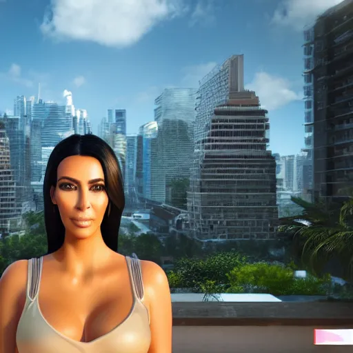 Prompt: kim kardashian building a pc photo render 4k unreal artstation