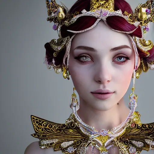 Image similar to portrait of fairy princess, glowing, ornate and intricate jewelry, jaw dropping beauty, glowing background lighting, white accent lighting, hyper detailed, fairy tale, 4 k octane render