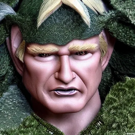 Prompt: a fantasy middle earth elf that looks like donald trump, realistic