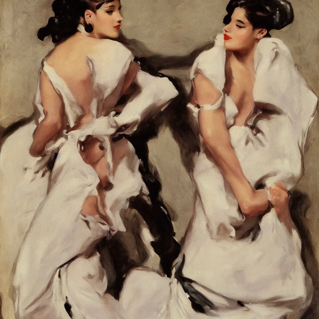 Image similar to sensual art deco portrait of ariana grande in a toga by john singer sargent