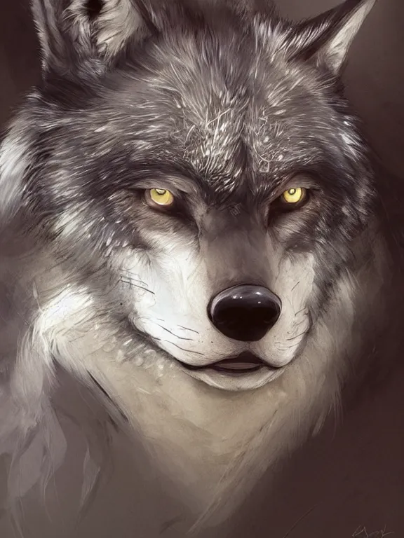 Prompt: 3/4 headshot portrait of cute anthro wolf man, handsome, fantasy, intricate, long muzzle, wolf ears, fursona, black fur, elegant, highly detailed, digital painting, artstation, concept art, smooth, sharp focus, illustration, art by artgerm and greg rutkowski and alphonse mucha bright sandy beach in background